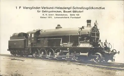 Ak Österreichische Eisenbahn, Schnellzugslokomotive für Gebirgsstrecken, Bauart Gölsdorf, Dampflok