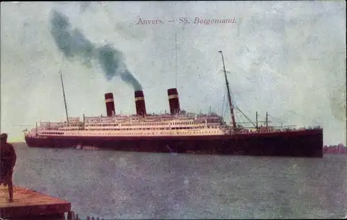 Ak Antwerpen Anvers Flandern, Dampfer SS Belgenland, Red Star Line, RSL