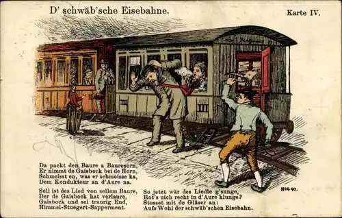 Lied Ak D' schwäb'sche Eise'bahne, Dampflok, Eisenbahn, Karte IV
