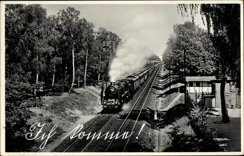 Ak Deutsche Eisenbahn, Dampflok, Ich komme