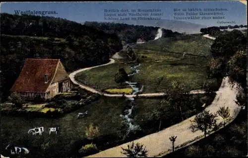 Ak Westfalengruß, Landschaft, Bauernhaus