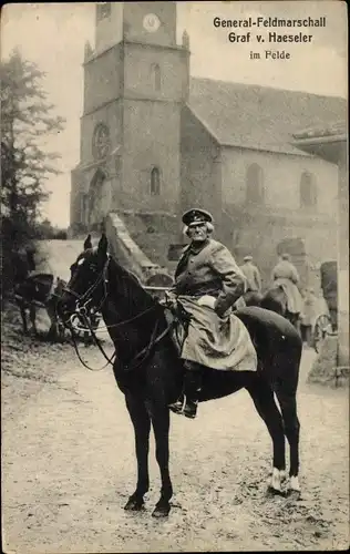 Ak Generalfeldmarschall Gottlieb von Haeseler im Felde, Pferd