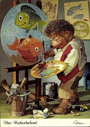 Ak Mecki der Igel als Maler, Atelier, Naturtalent