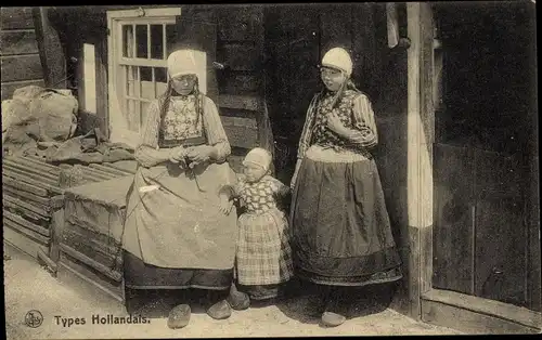 Ak Mädchen in niederländischen Trachten, Gruppenbild