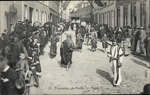 Ak Furnes Westflandern, Prozession, Moses, Moses