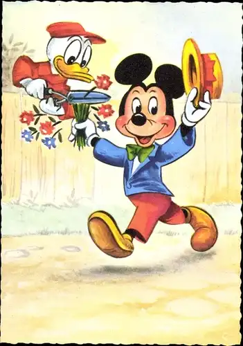 Ak Walt Disney, Mickey Mouse, Donald Duck, Spaßvogel