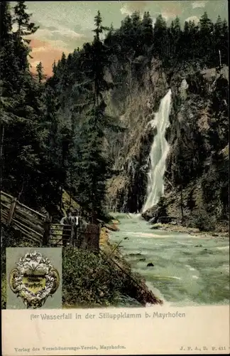 Ak Mayrhofen im Zillertal Tirol, Stiluppklamm, Wasserfall