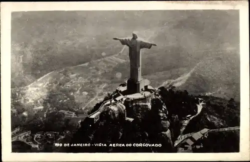 Ak Rio de Janeiro Brasilien, Vista Aerea Do Corcovado, Monumento