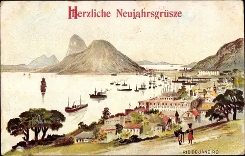 Ak Rio de Janeiro Brasilien, Totalansicht, Glückwunsch Neujahr