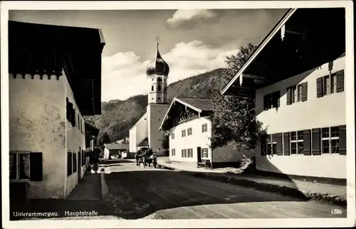 Ak Unterammergau in Oberbayern, Hauptstraße, Pferdewagen