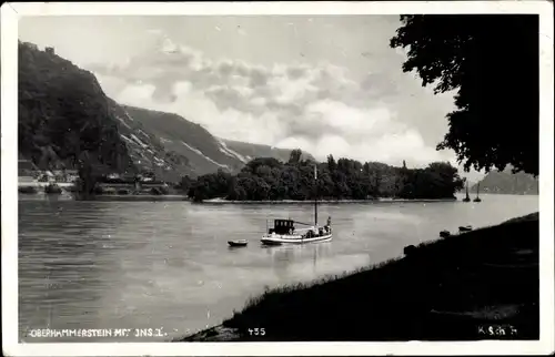 Ak Oberhammerstein Hammerstein am Rhein, Insel, Schiff