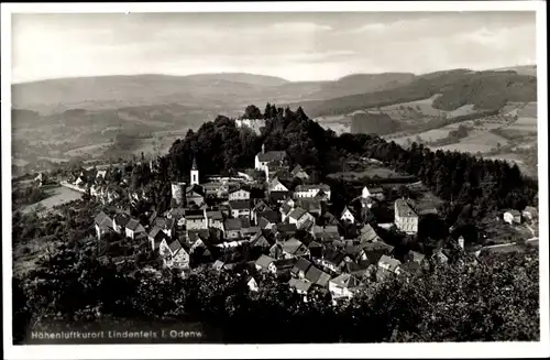 Ak Lindenfels im Odenwald Hessen, Fliegeraufnahme der Stadt, Burg