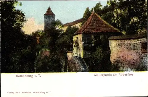 Ak Rothenburg ob der Tauber Mittelfranken, Mauer am Rödertor