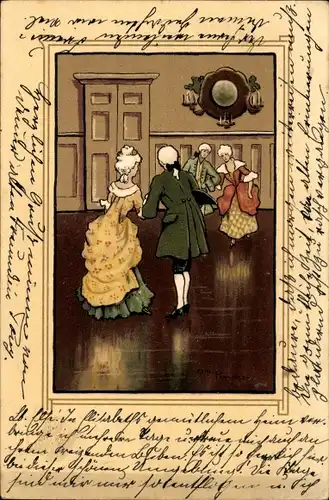 Litho Elegante Paare beim Tanz