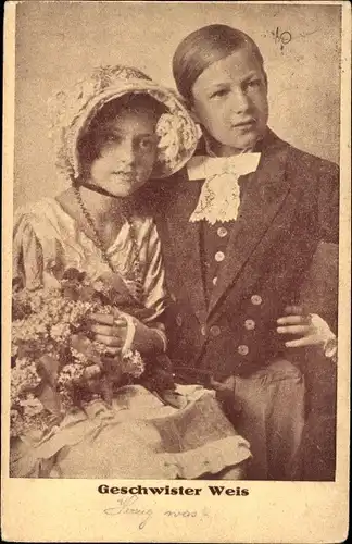 Ak Geschwister Weis, Junge und Mädchen, Portrait