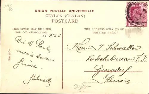 Ak Colombo Ceylon Sri Lanka, Uhrturm, Leuchtturm