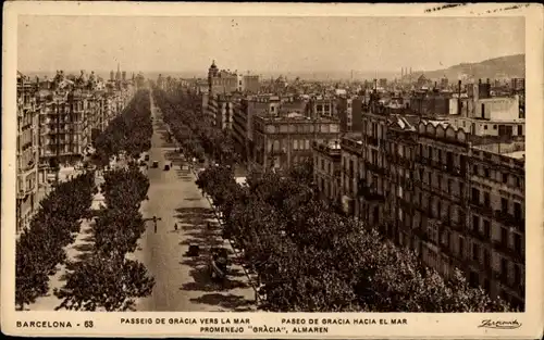 AK Barcelona Katalonien Spanien, Paseo de Gracia