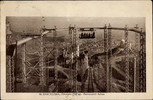 Ak Barcelona Katalonien Spanien, Tibidabo, Ferrocarril Aereo