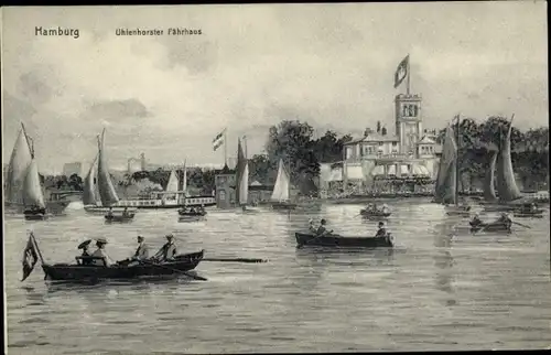 Ak Hamburg Nord Uhlenhorst, Uhlenhorster Fährhaus, Boote