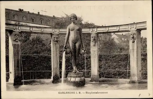 Ak Karlsruhe in Baden, Stephansbrunnen