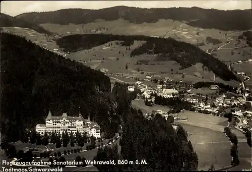 Ak Todtmoos im Schwarzwald, Sanatorium Wehrawald, Flugzeugaufnahme