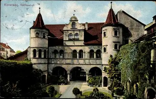 Ak Konstanz, Rathaushof, Rathaus, Torbögen, Efeu