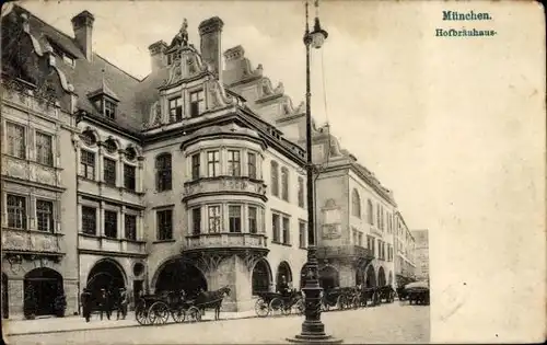 Ak München, Hofbräuhaus, Pferdekutschen