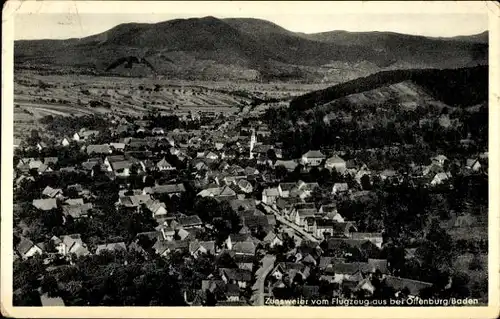 Ak Zunsweier Offenburg in Baden Schwarzwald, vom Flugzeug aus