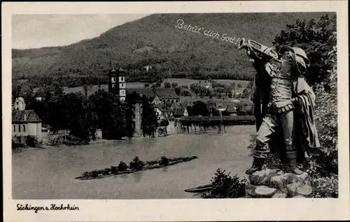 Ak Bad Säckingen am Hochrhein, Teilansicht, Trompeter