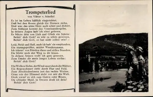 Ak Bad Säckingen am Hochrhein, Teilansicht, Trompeter, Trompeterlied