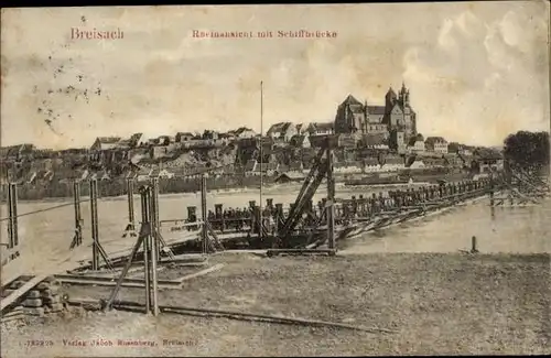 Ak Breisach am Oberrhein, Rheinansicht, Schiffbrücke