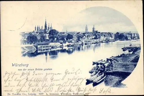 Ak Würzburg am Main Unterfranken, Blick von der neuen Brücke