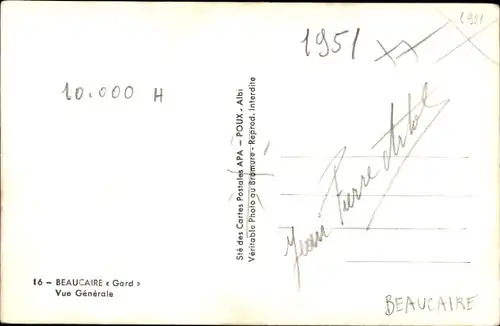 Ak Beaucaire Gard, Vue Generale
