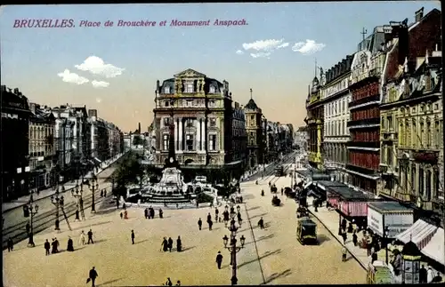 Ak Bruxelles Brüssel, Place de Brouckere et Monument Anspach