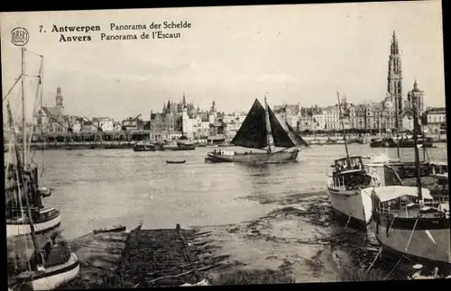 Ak Anvers Antwerpen Flandern, Panorama der Schelde