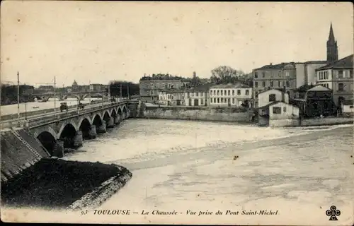 Ak Toulouse Haute Garonne, Chaussée, Pont Saint Michel