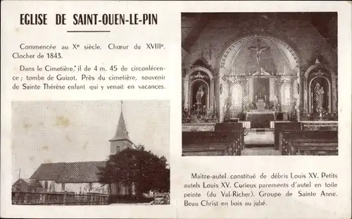 Ak Saint Ouen le Pin Calvados, Kirche, Innenraum