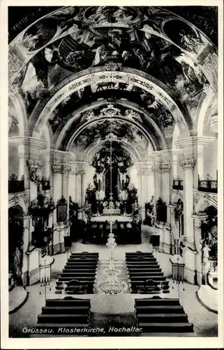 Ak Krzeszów Kamienna Góra Grüssau Schlesien, Hochaltar der Klosterkirche