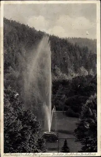 Ak Duszniki Zdrój Bad Reinerz Schlesien, Springbrunnen, Leuchtfontäne