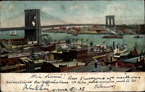 Ak Brooklyn New York City USA, Brooklyn Bridge, Richmond Stove Co.