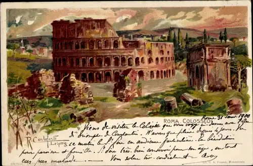 Künstler Litho Roma Rom Lazio, Colosseum