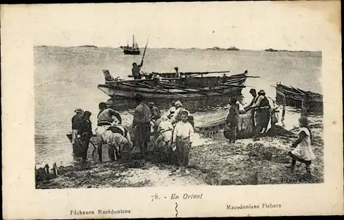 Ak Mazedonien, Fischer am Ufer