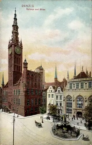 Ak Gdańsk Danzig, Rathaus und Börse