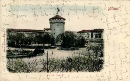 Ak Milano Mailand Lombardia, Piazza Castello