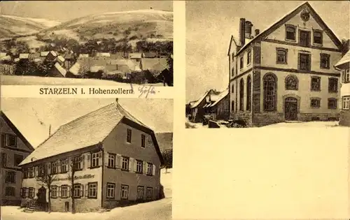 Ak Starzeln Burladingen in der Schwäbischen Alb, Gasthaus zum Höfle, Totalansicht, Winter