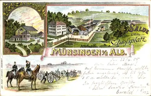 Litho Münsingen in Württemberg, Truppenübungsplatz, Schießplatz