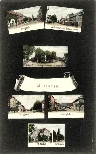 Ak Wittingen in Niedersachsen, Langestraße, Kriegerdenkmal, Marktplatz, Rittergut