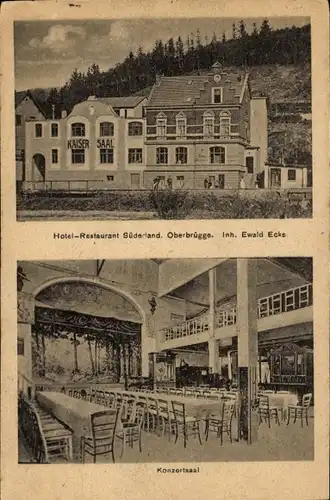 Ak Oberbrügge Halver im Märkischen Kreis, Hotel Restaurant Süderland, Inh. Ewald Ecks, Konzertsaal