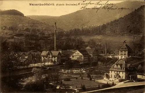 Ak Langenbrand im Murgtal Forbach im Schwarzwald Baden, Weisenbachfabrik, Fabrik Breitwies