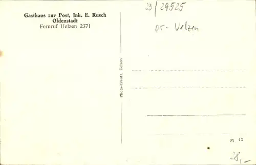 Ak Oldenstadt Uelzen in Niedersachsen, Gasthaus zur Post, Domäne, Kirche, Landratsamt